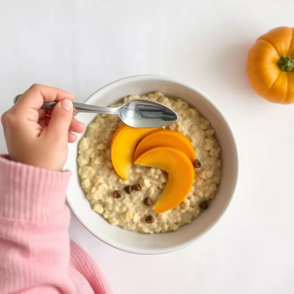 Питательный завтрак для малышей: овсянка с тыквой и яблоком