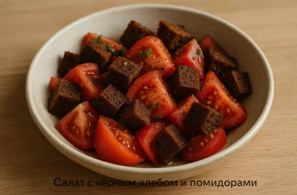 Салат с черным хлебом и помидорами: обретите яркий вкус в каждом укусе